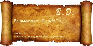 Biswanger Dusán névjegykártya